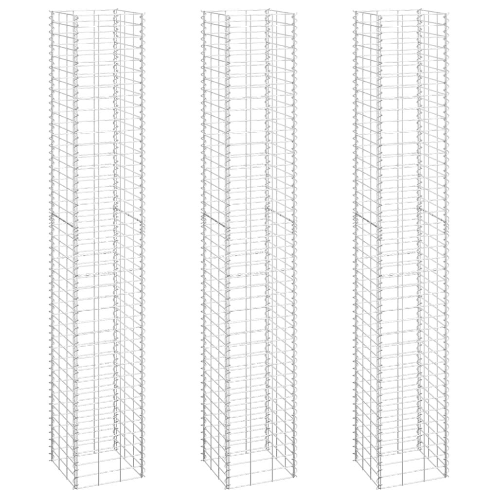 Jardineras elevadas de gaviones 3 piezas 30 x 30 x 200 cm hierro plata 02_0039946