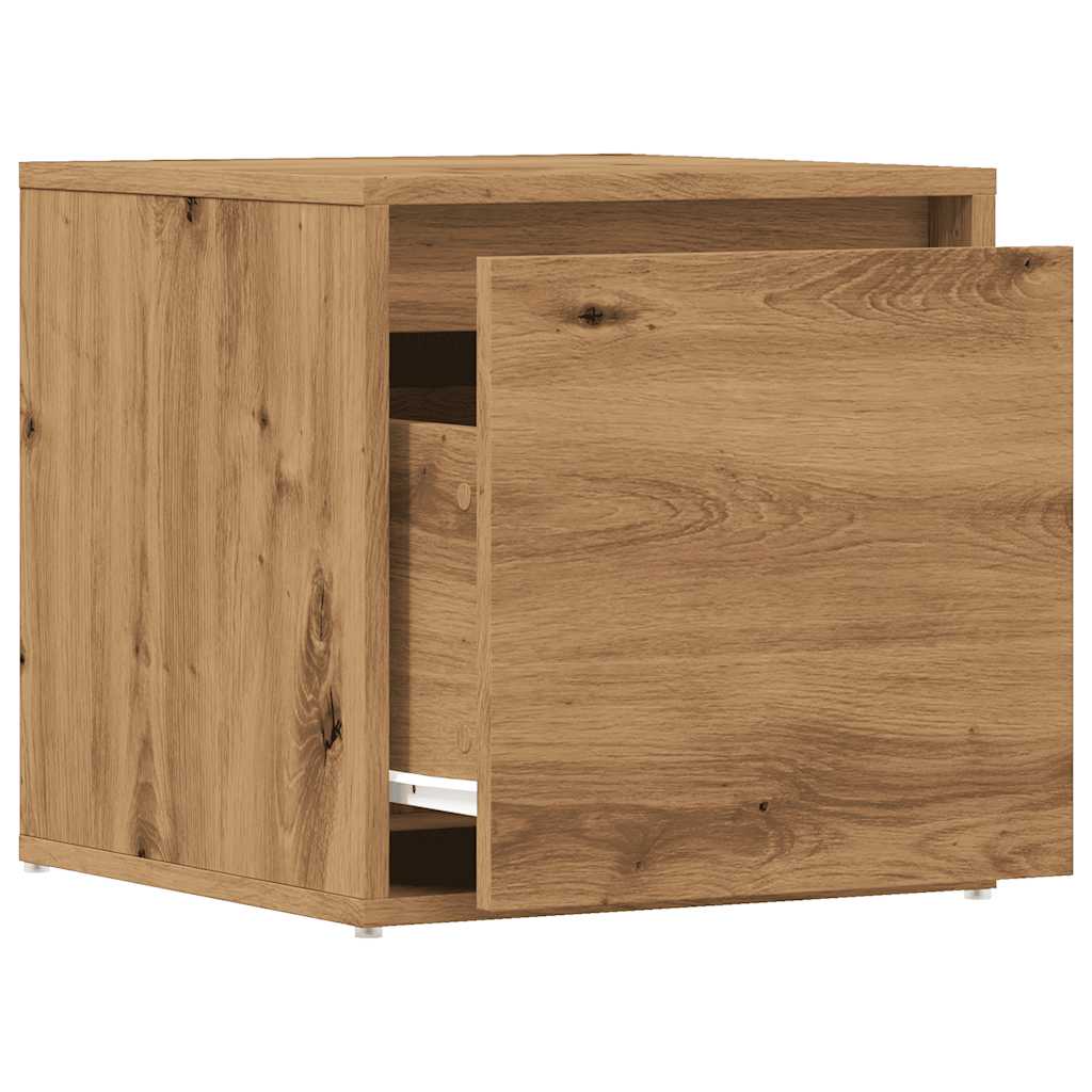 Tabouret à tiroir en bois d'ingénierie de chêne fabriqué à la main 40,5x40x40 cm - COMFORTXL - 7