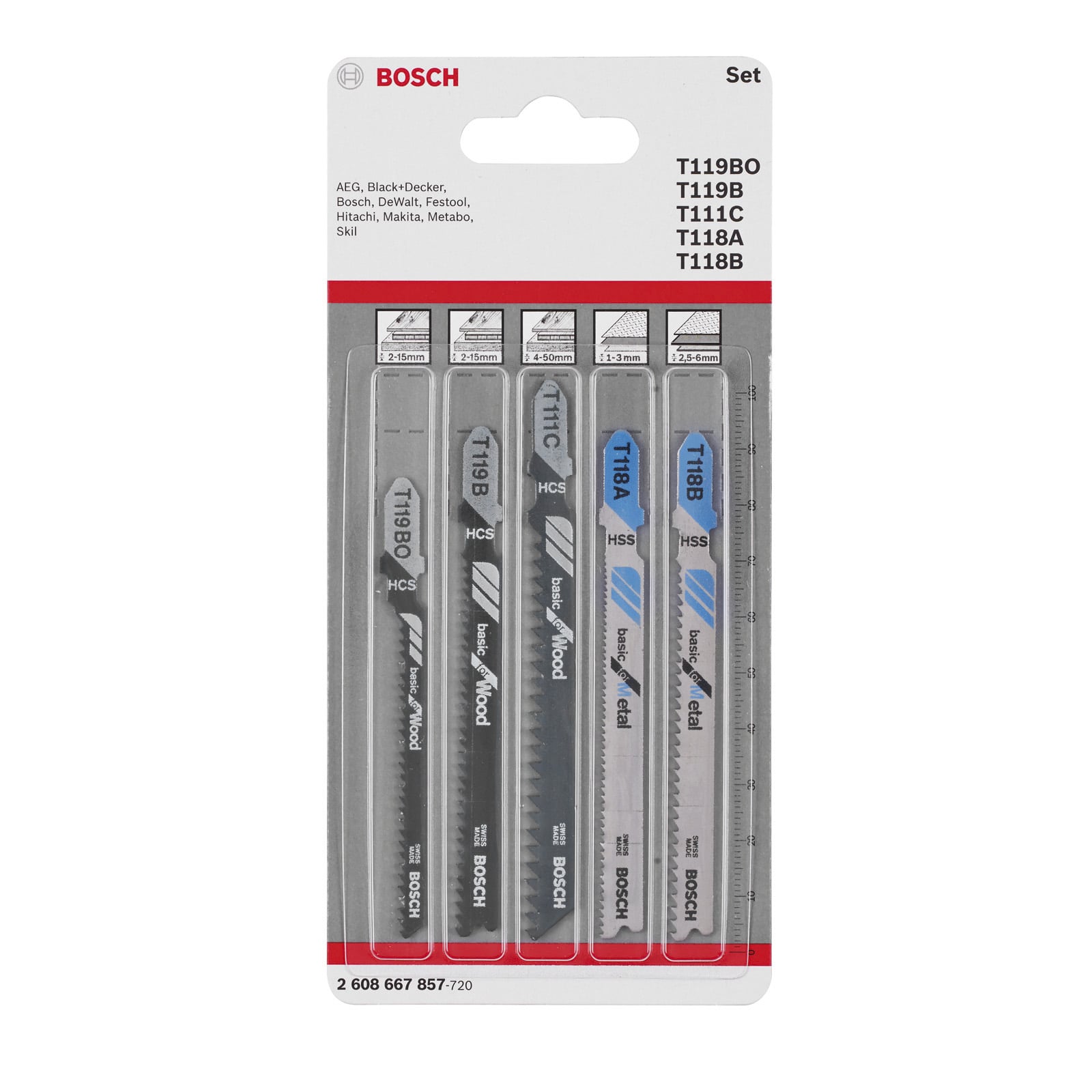 Kit de 10 lames de scie sauteuse pour métal - Bosch