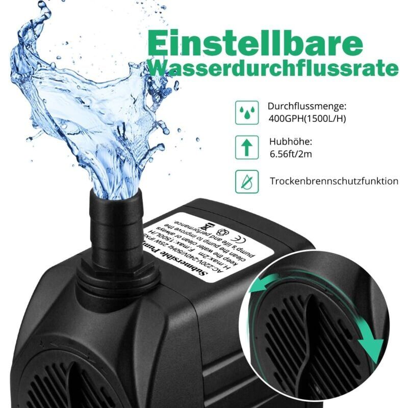 Pompe submersible, pompe de fontaine, pompe à eau ultra silencieuse (25W) - 3