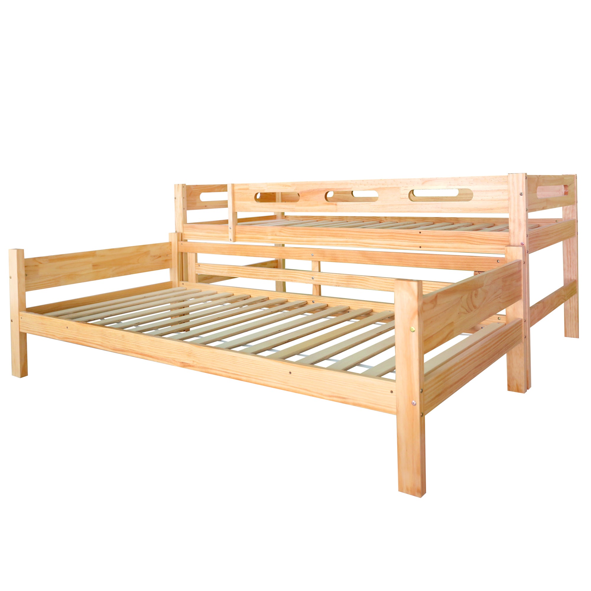 Lit superposé 90x200cm en pin massif - divisible en 2 lits simples - Naturel - 6