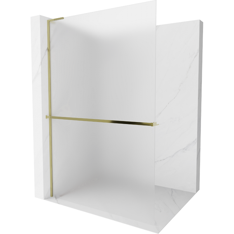 Mexen Kioto+ L ścianka prysznicowa z półką Walk-in 90 x 200 cm, szron, złota - 800-090-123-50-30