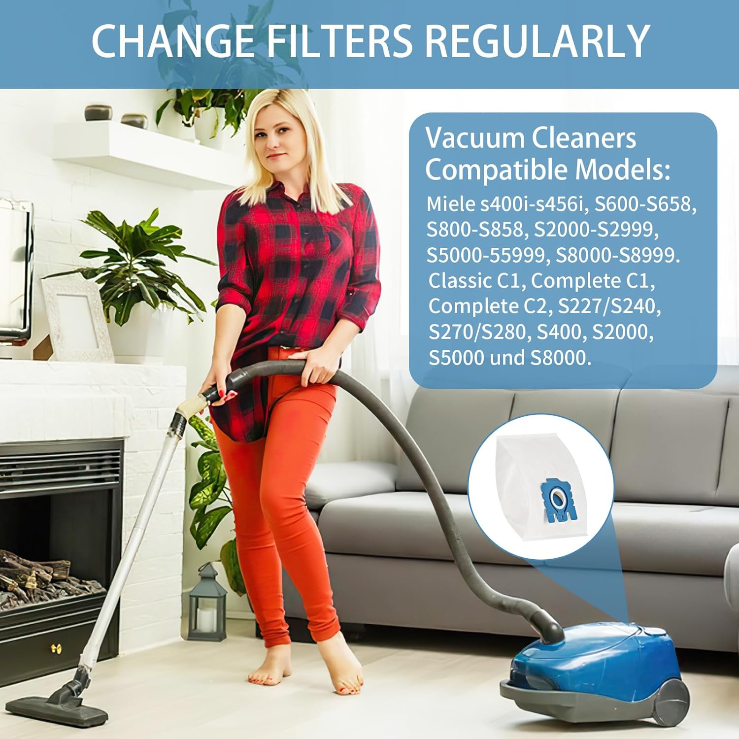 12 sztuk worków wymiennych 3D Airclean do odkurzacza Miele GN – kompatybilnych z Miele Classic C1 Complete C1 C2 C3 S2 S5 S8 S400 Series - 2
