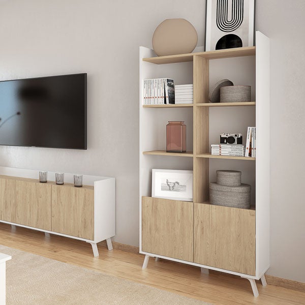 Libreria Decorativa, Libreria, Separatore di Ambienti, Finitura Mauvella-righe, Misure: 174 cm (Altezza) x 129 cm (Larghezza) x 32,8 cm ( Profondità) | Leroy Merlin