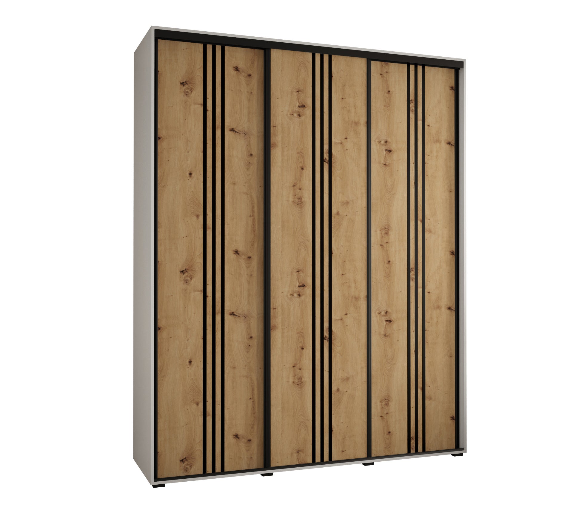 Szafa przesuwna wysoka Davos 6 190 x 60 x 235,2 cm biały + artisan + u. czarny - Abiks Meble