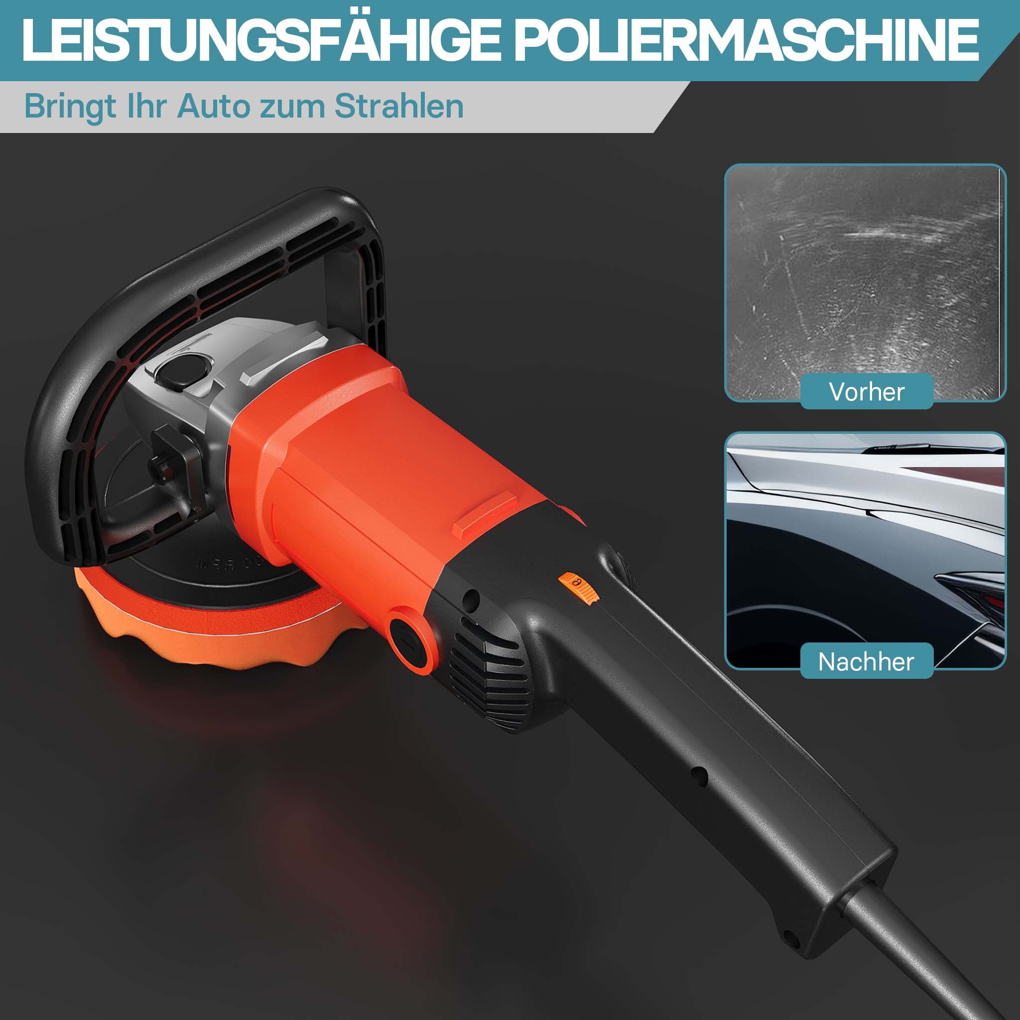 Machine Polir Meuleuse 1200W 3000 tr./min Polisseuse 6 Niveaux Ponceuse rotative XPOtool - 2