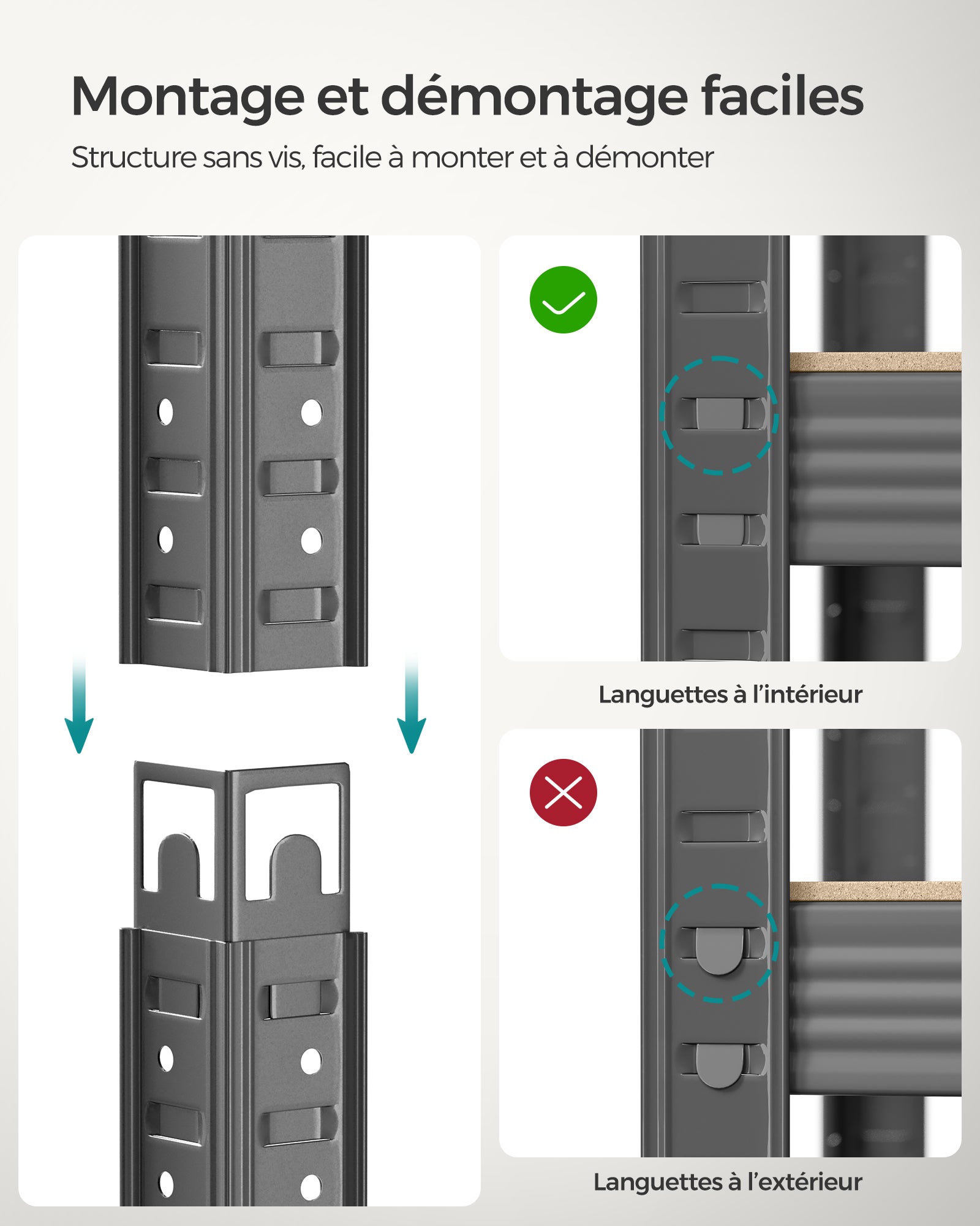 Étagère Charge Lourde à 5 Niveaux, Meuble de Rangement en Acier - Gris - 7