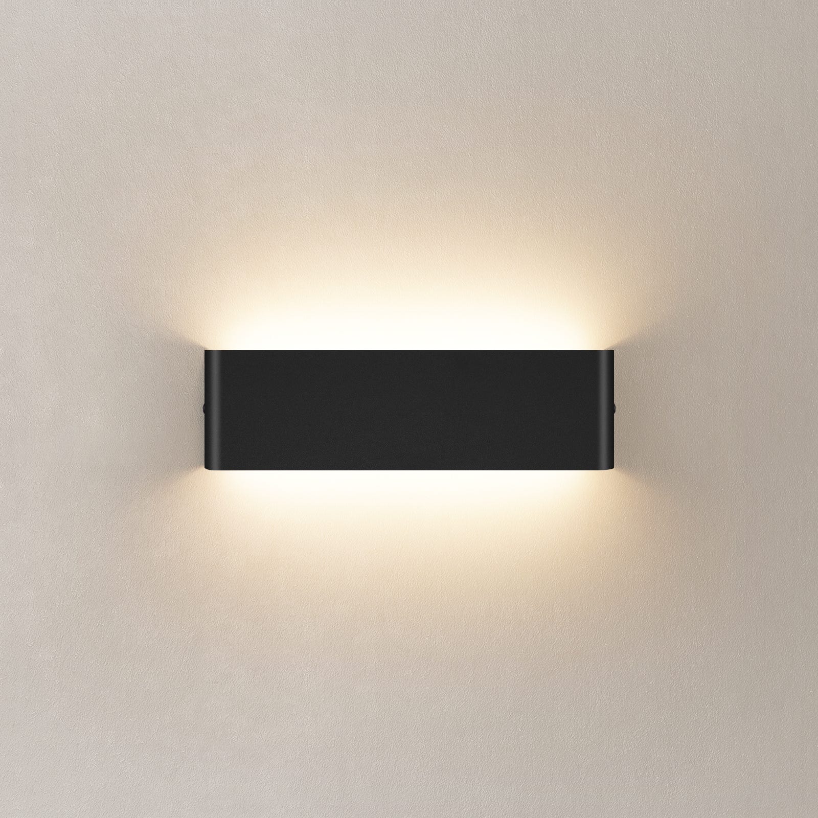 LOVHAUS Applique Murale Intérieur LED 12W 30CM Noir, Éclairage Vers Le
