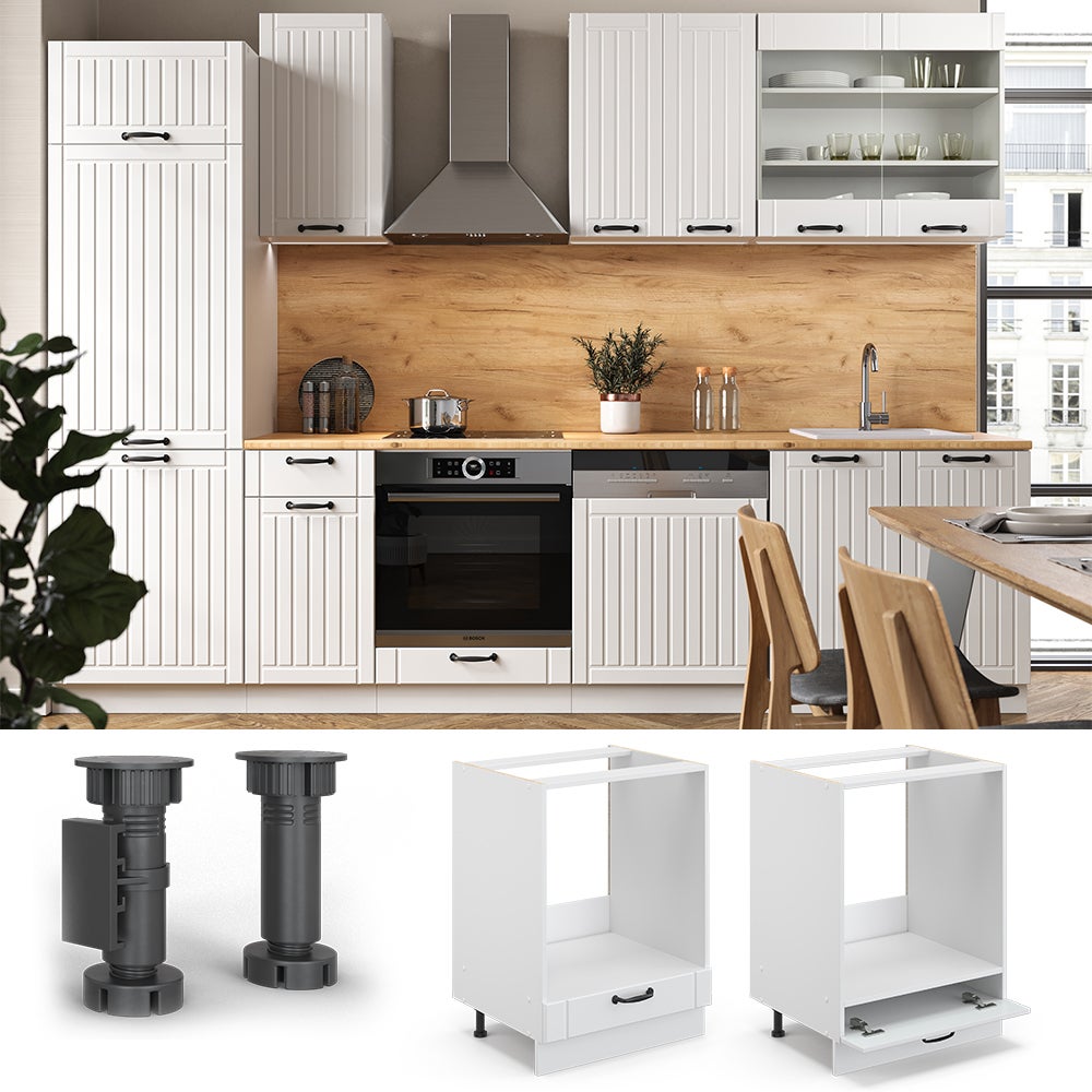 Vicco Meuble pour four Fame-Line, Blanc campagne, 60cm sans PT - 2