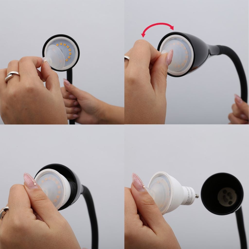 Lampe LED pince - 1-flamme en métal noir, LED GU10 4,8W 400lm, lumière chaude 3.000K, IP20, dimensions 55x600mm - Briloner - 9