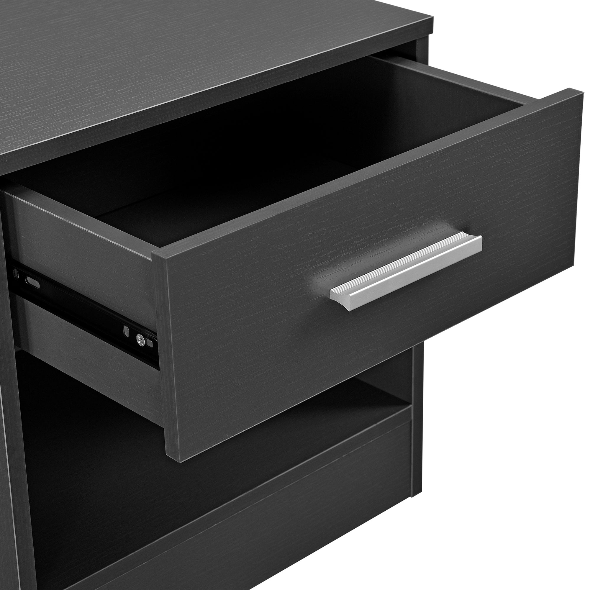 Comodino con Cassetto e Scomparto Aperto 36,5 x 29,5 x 38 cm - Grigio [en.casa]  - 5