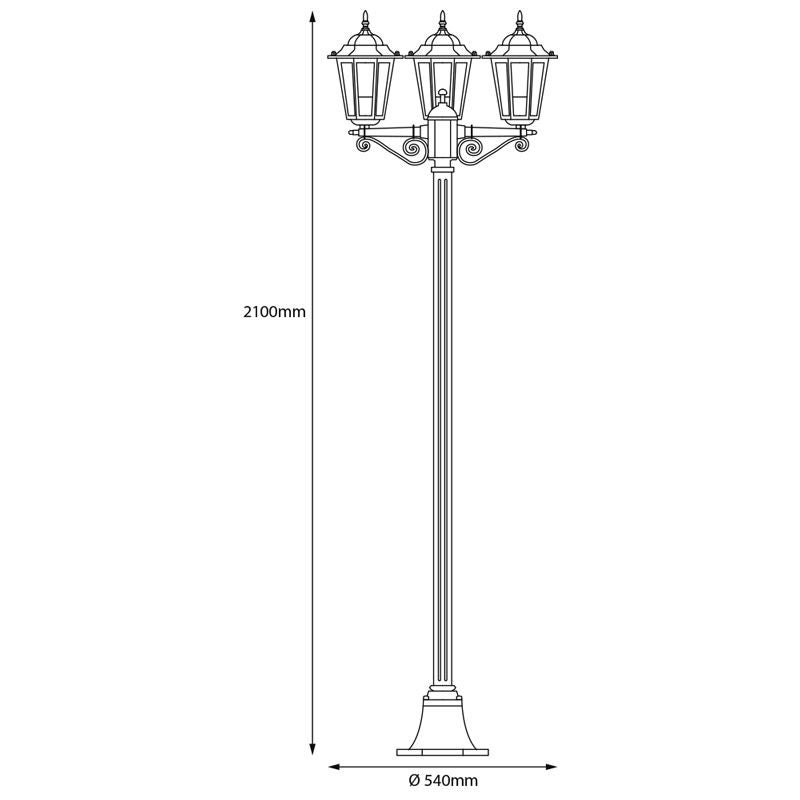 Lampadaire Extérieur 3 Têtes 3x100W Fonte Noir INITIALIS - 3