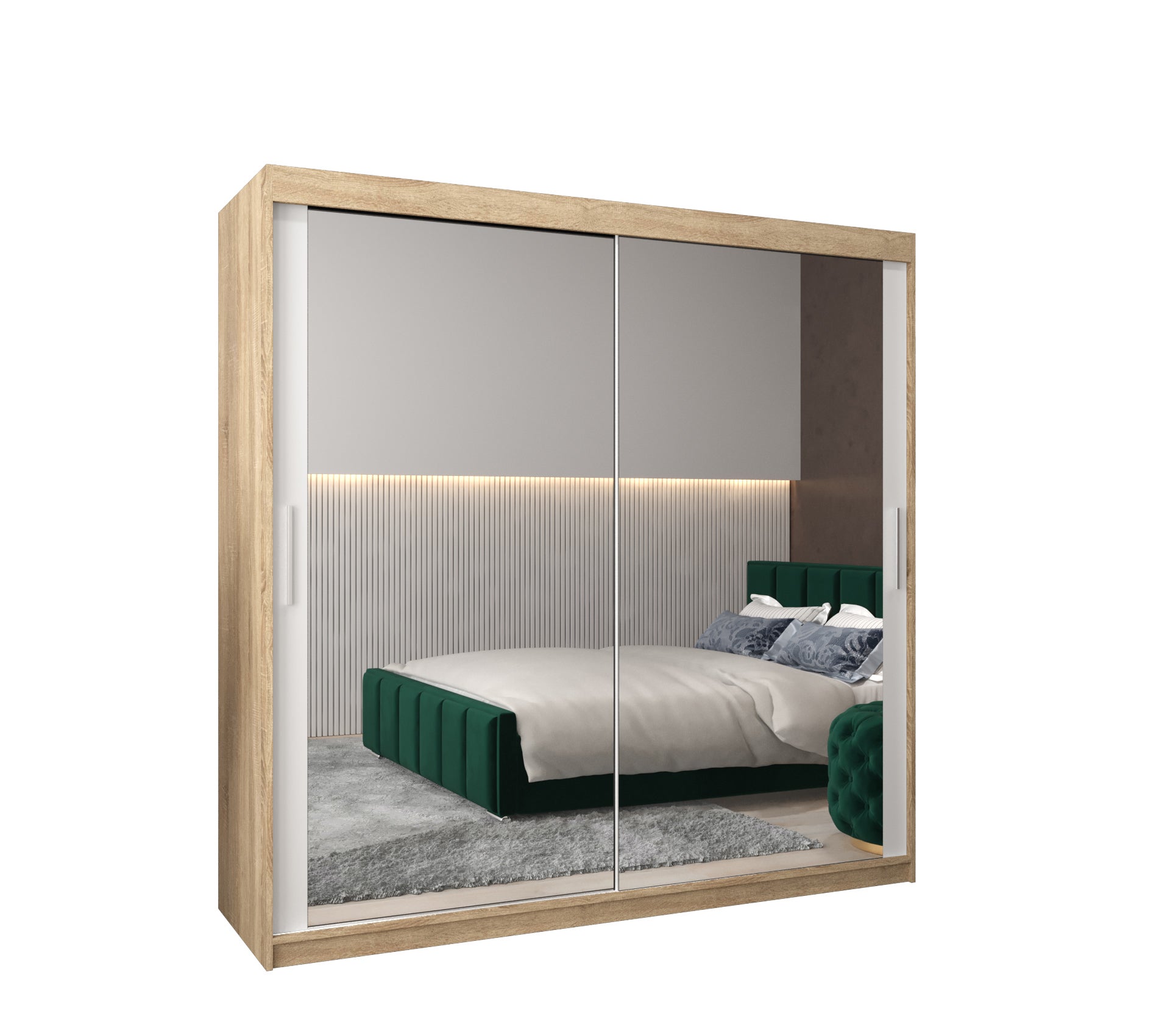 Szafa przesuwna garderoba TOKYO 3 200 x 62 x 200 cm Sonoma + Biały - Abiks Meble