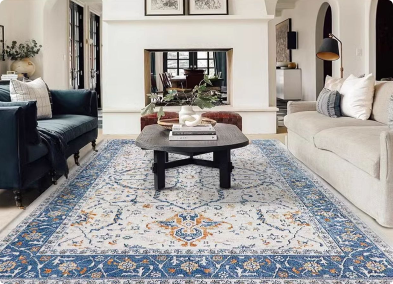 Tapis de salon antidérapant, lavable, style bohème vintage, doux, pour chambre, salle à manger, bureau (120 x 160 cm) - 4