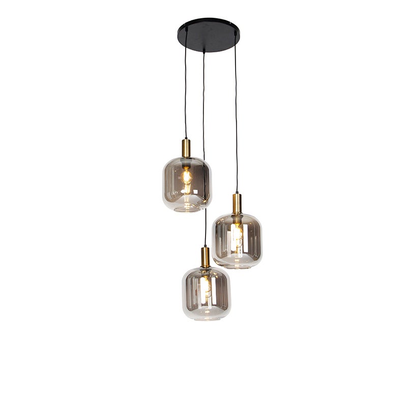 Qazqa designerski lampa wisząca z kloszem (3 punkty) do stołu jadalnego inteligentny - Zuzanna - złoty/mosiężny, okrągły