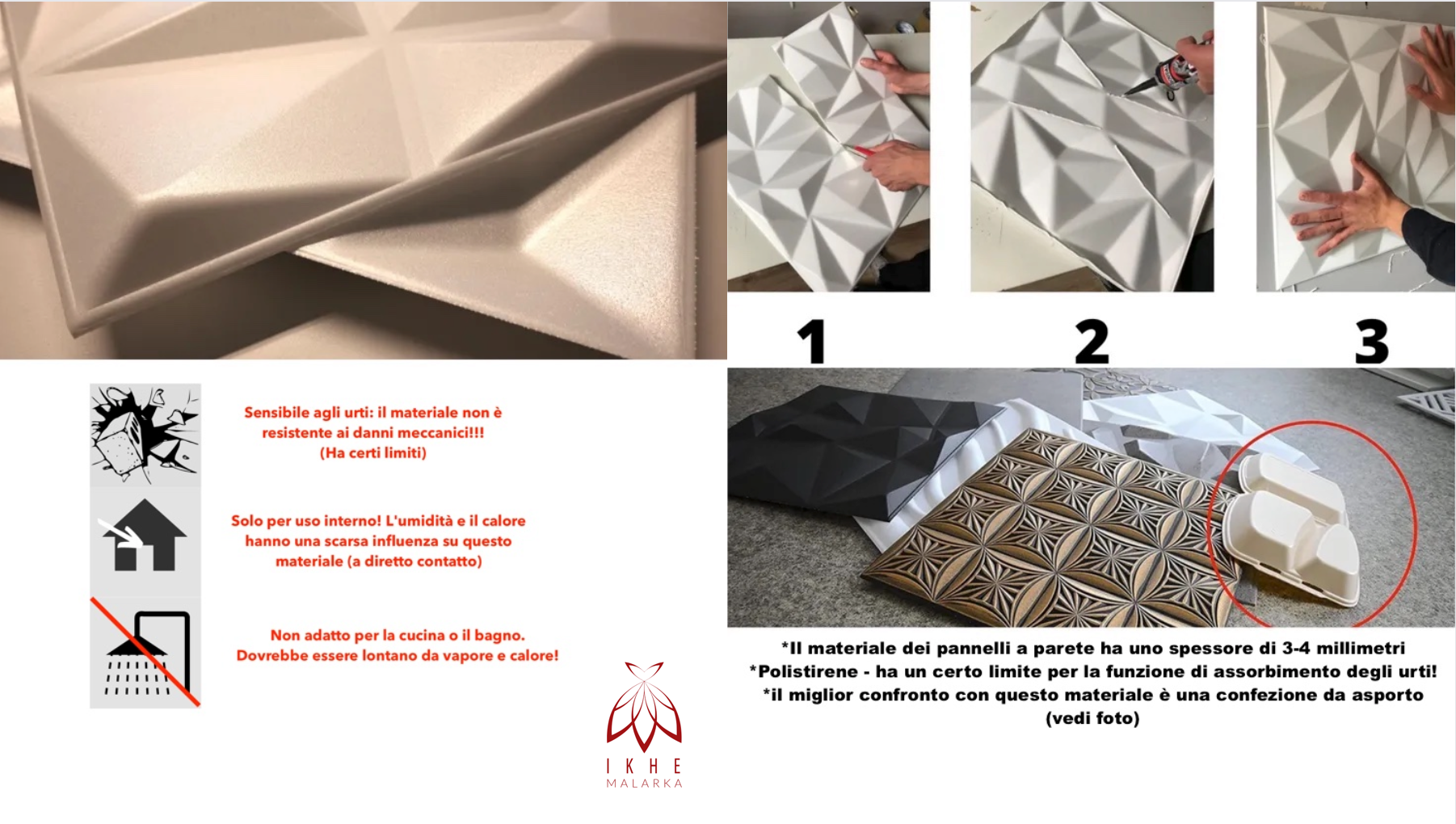 Panneaux muraux 3D décors revêtement mural panneaux de plafond POLYSTYRENE MATERIAL STYROPOR-TYPE 3mm force 8 pièces - 2m² Diamant Blanc - 8