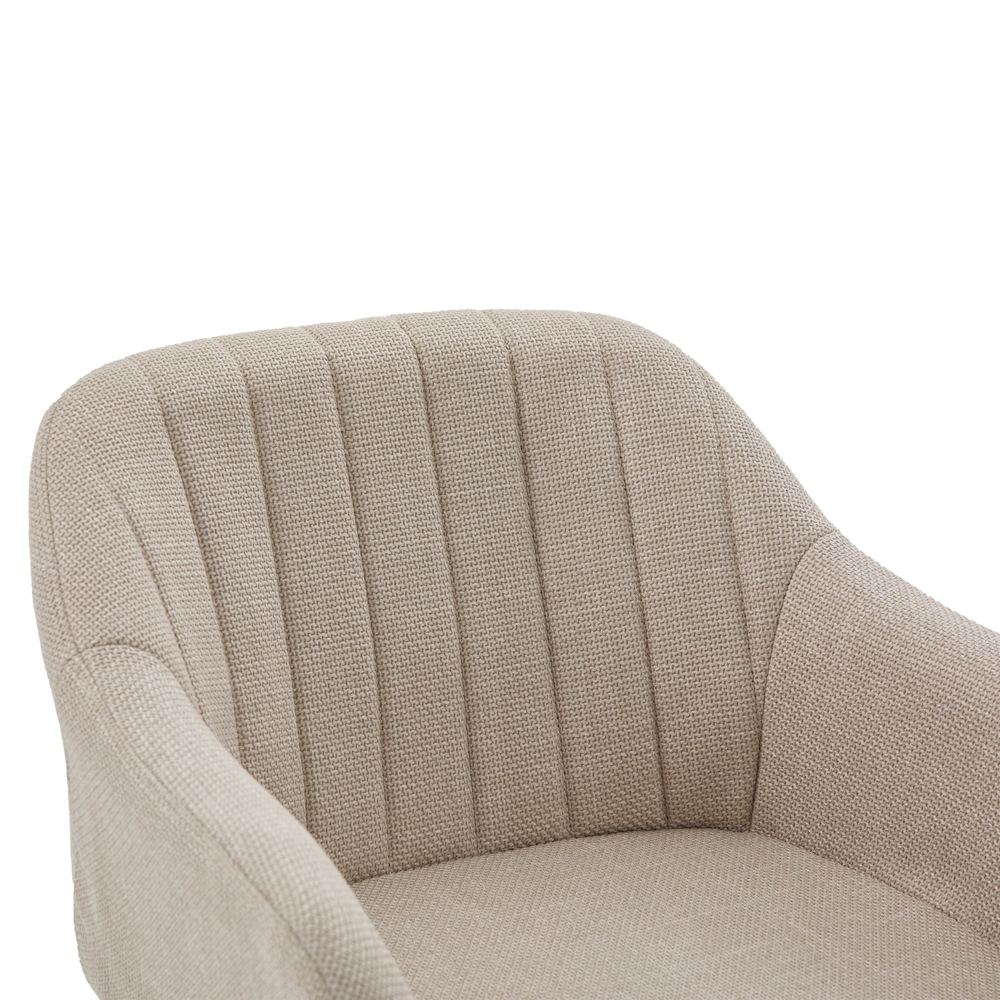 Lot de 2 tabourets de bar avec dossier haut, accoudoirs et repose-pieds en lin beige - 7