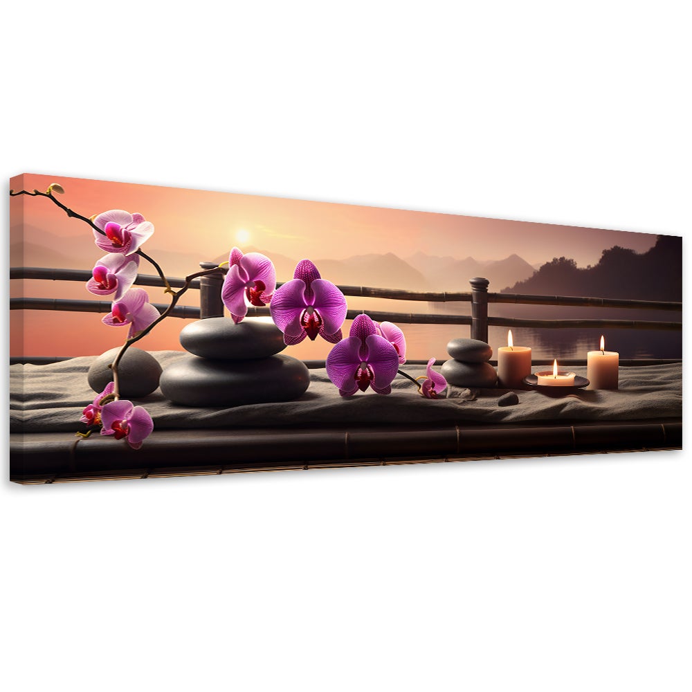 Obraz na płótnie, Kamienie Orchidea Orient 90x30