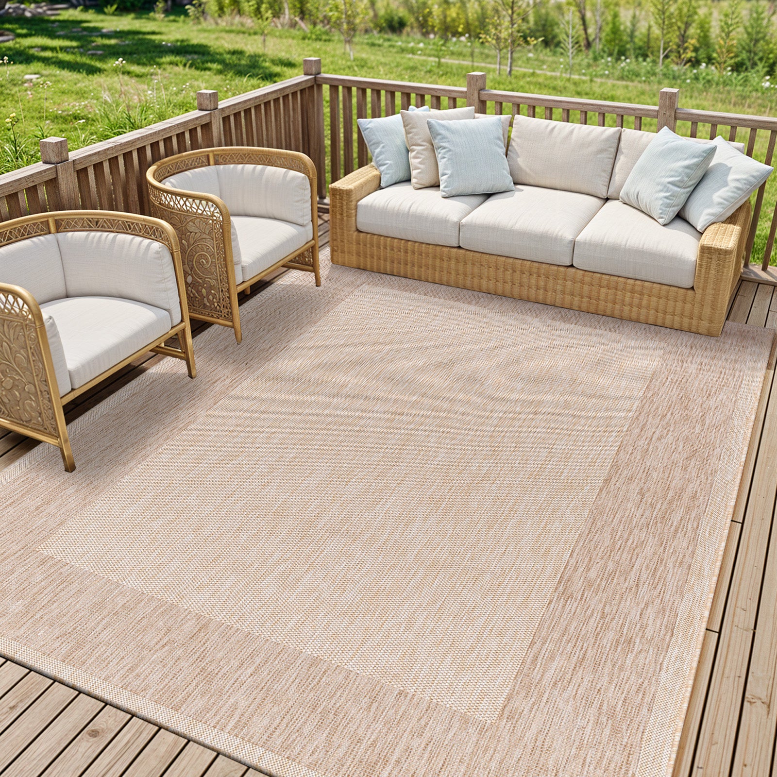 LIVABLISS Tapis d'Extérieur/Intérieur Aspect Jute Beige/Ivoire 200x275 cm Layla - 8