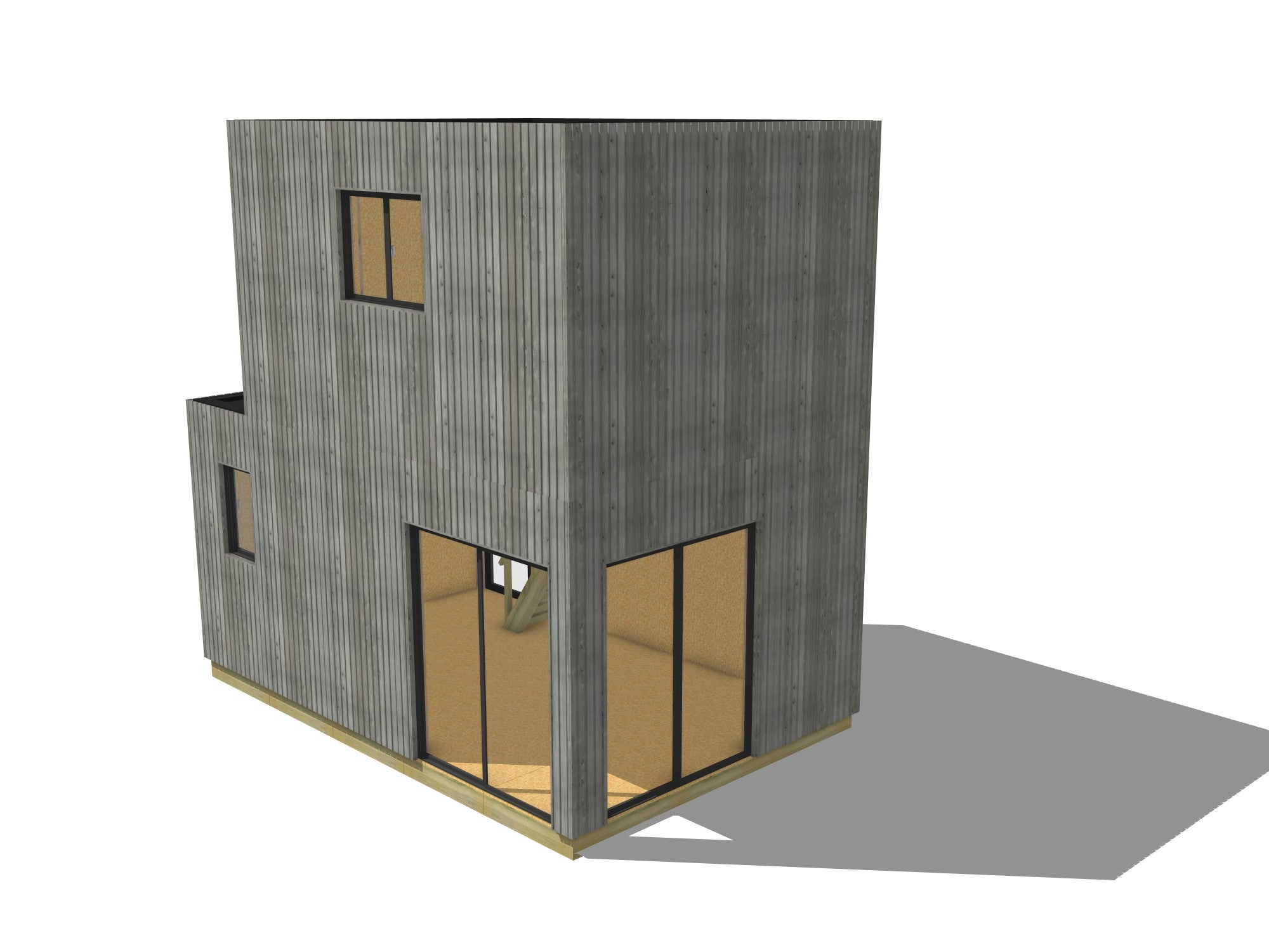 Studio de jardin 4 saisons en bois 5,5 x 3,5 x 2,7 m / isolation RE2020 avec plancher isolé avec mezzanine et terrasse / menuiseries alu k-line - 2