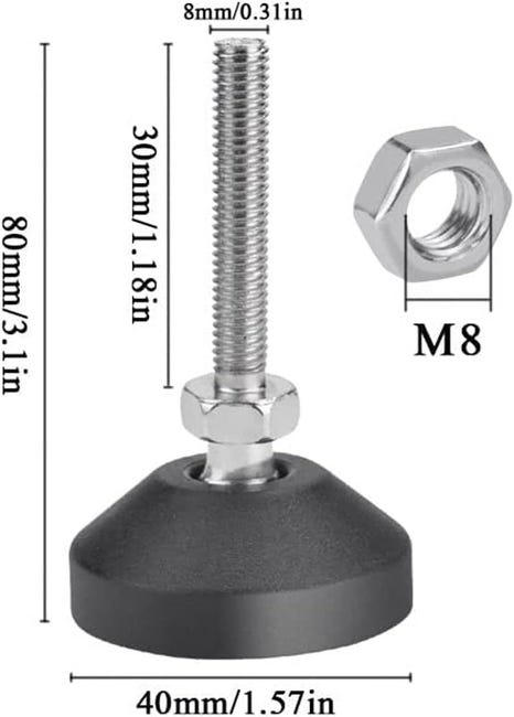 Uni-Fine Shop Piedino Regolabile, M8 X 100 Mm, 40mm - Foto 10