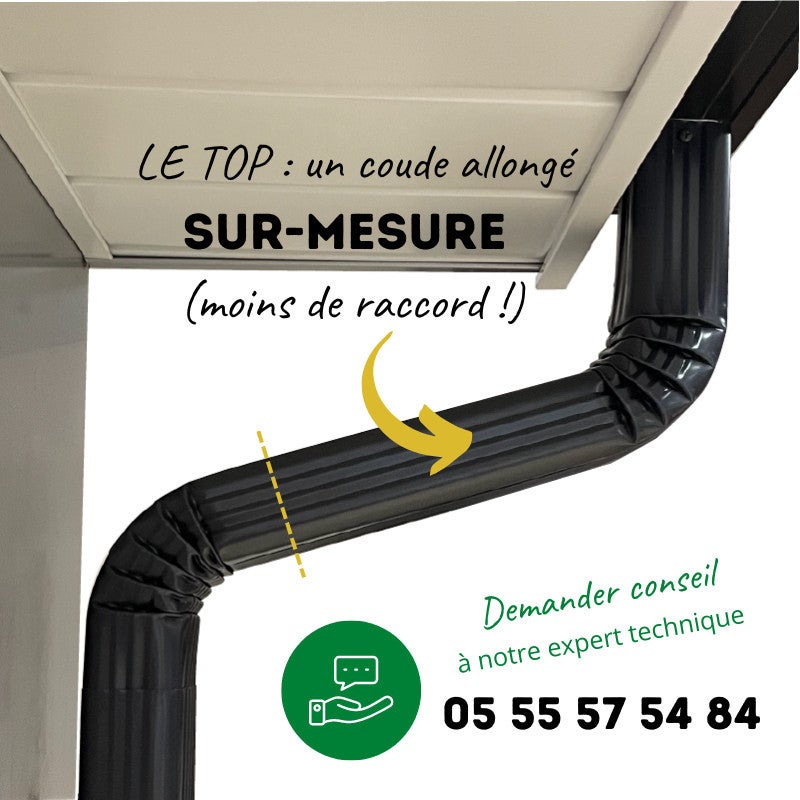 Coude frontal de tuyau de descente anthracite 60 x 80 en alu à angle de 74° ALUHOME - 3