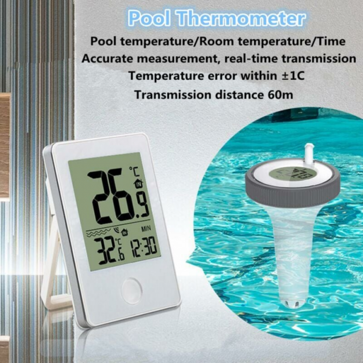1pc Température d'Eau Electronique avec Récepteur Numérique, Ecran LCD pour Aquarium/Spa/Étang à Poissons - 5