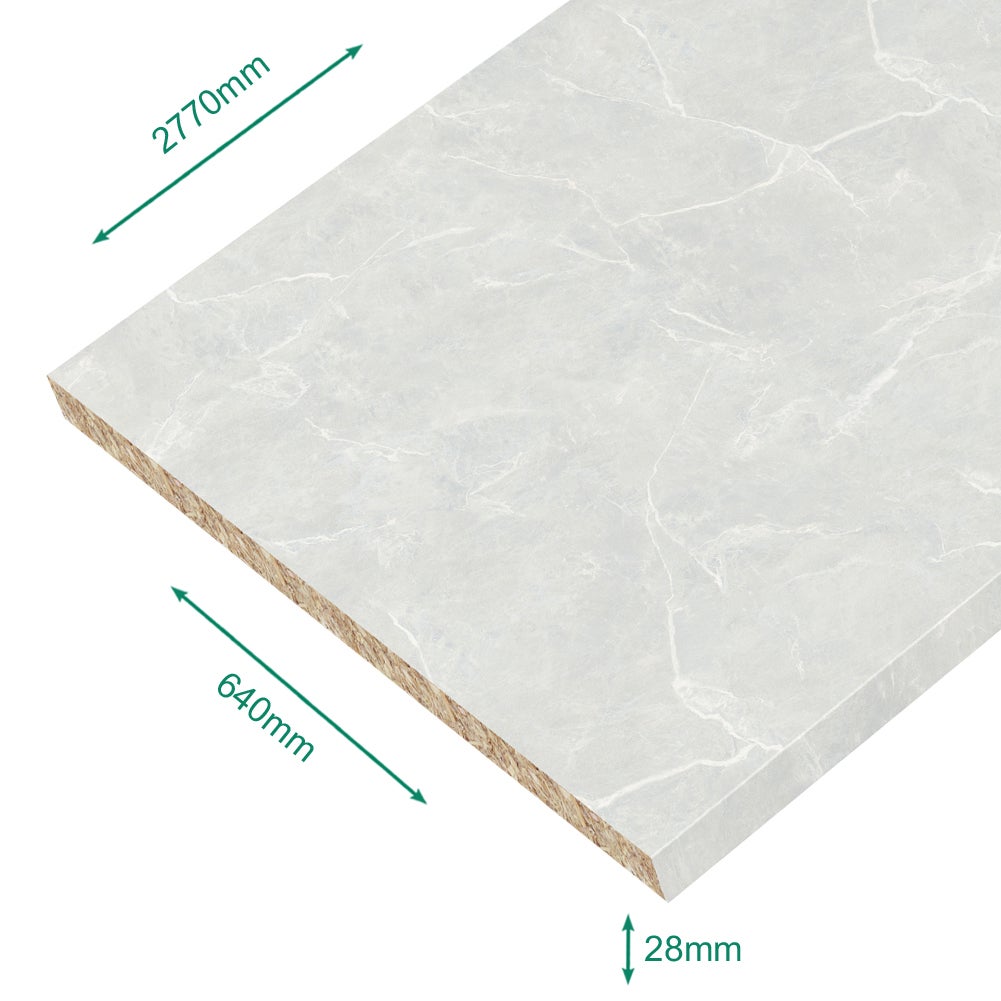 Plan de travail stratifié CPL marbre 2770 x 640 x 28 mm - PEFC 75% - Gamme Essentiel - 4