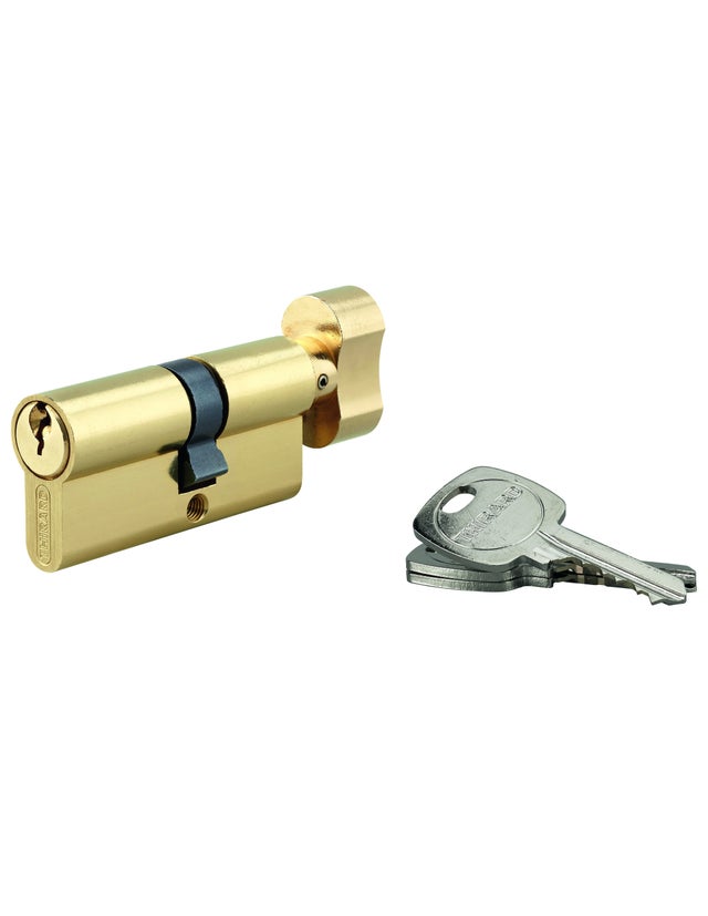 THIRARD - Cylindre STD à bouton 40B x 50 mm anti-arrachement, laiton, 3 clés - THIRARD