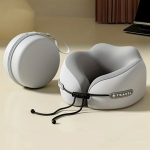 Cuscino Da Viaggio In Memory Foam – Ergonomico, Portatile Con Borsa, Per Collo E Schiena, Grigio - 2