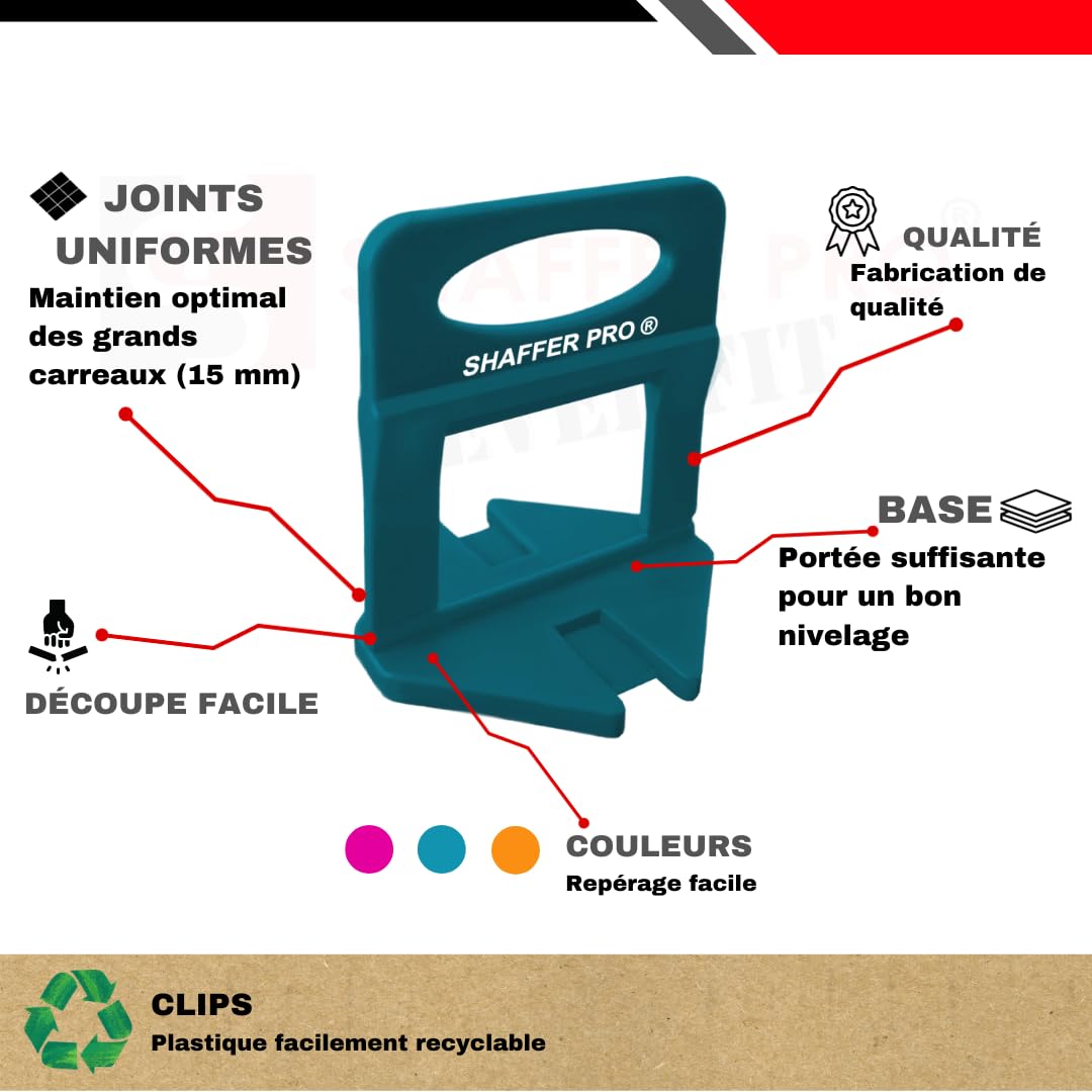 Kit 150 croisillons autonivelants et 100 cales SHAFFER PRO, Ep.2 mm - 7