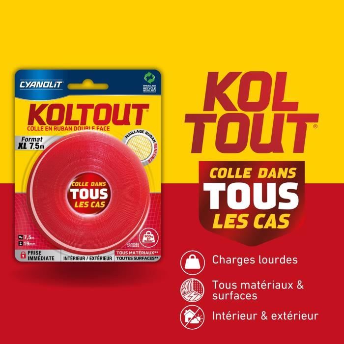 Adhésif double-face Koltout Express Ruban 7,5mx19mm CYANOLIT - 4