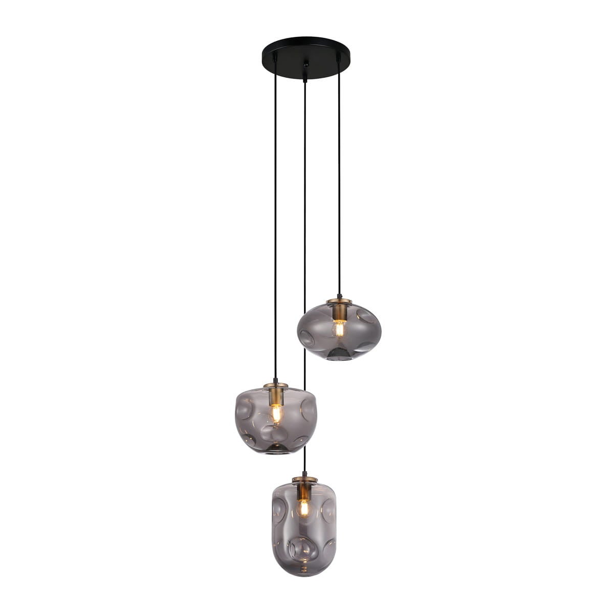 Lampa wisząca Hatella miedziano-czarna 3xE27x40W nowoczesna wym: 122 x 48 x 48 cm szkło Italux