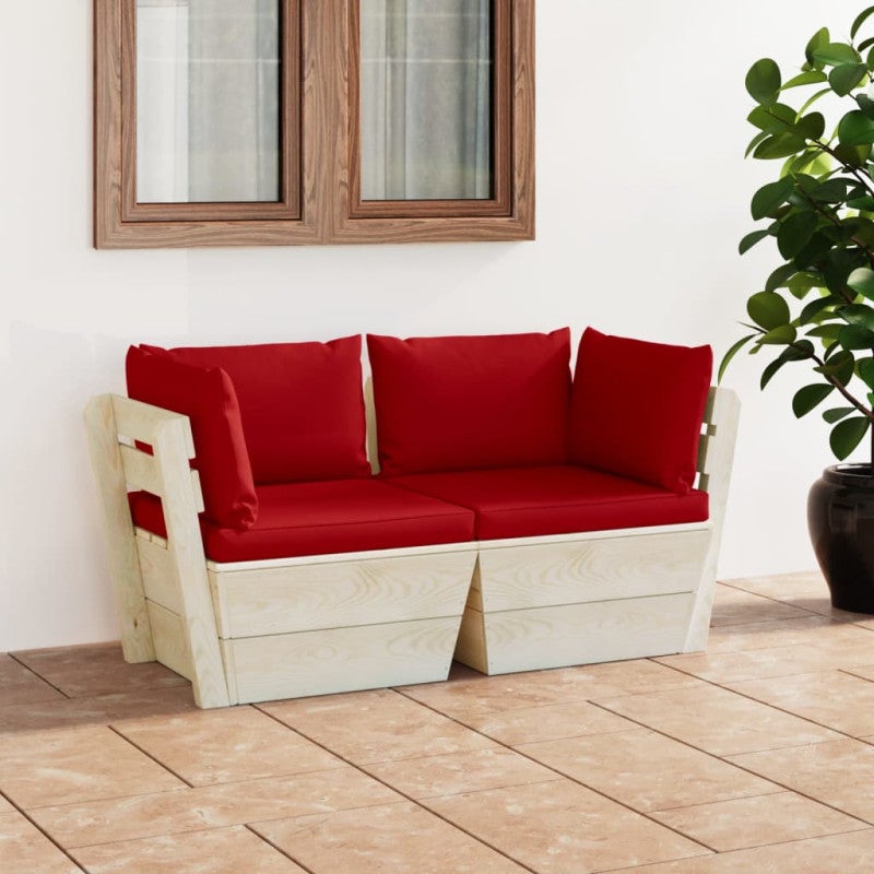 Ogrodowa sofa 2-osobowa z palet, z poduszkami, drewno świerkowe vidaXL