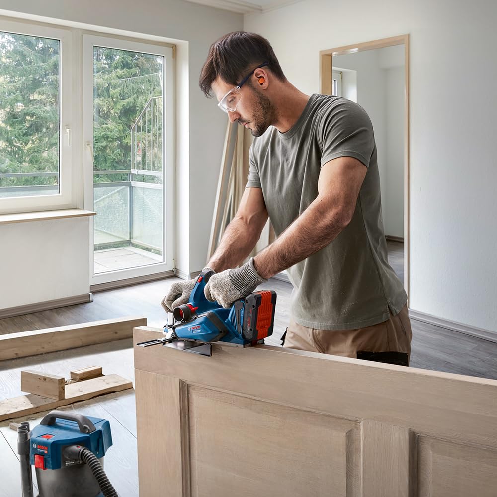 Rabot 82mm 18V BOSCH GHO 18V-26 solo L-Boxx, butée et sac à poussière - 9