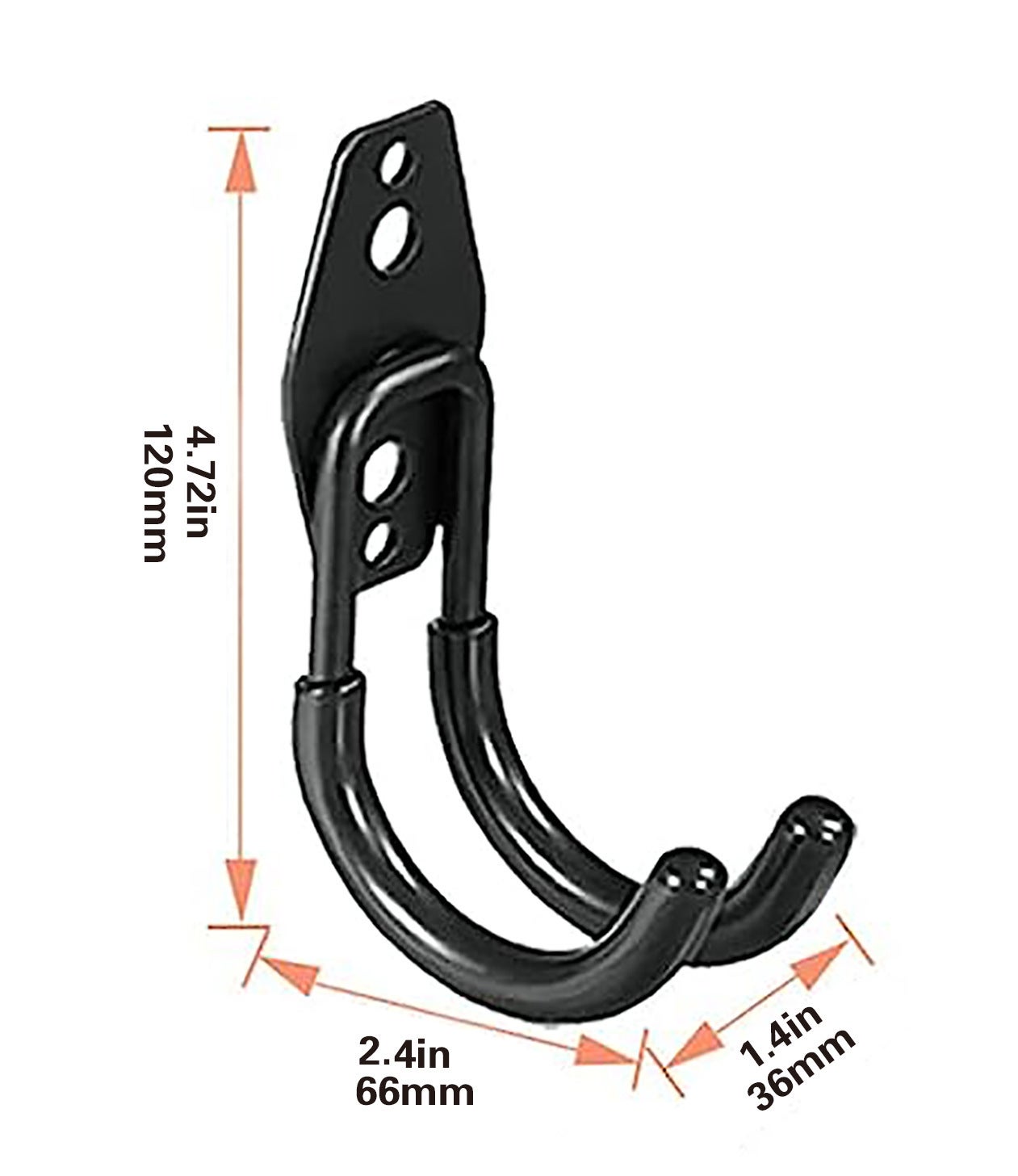 Lot De 4 Crochets Muraux Garage Robustes – Support Vélo, Échelle, Outils – Charge 20 Kg Avec Caoutchouc Antidérapant Et Vis Inclus