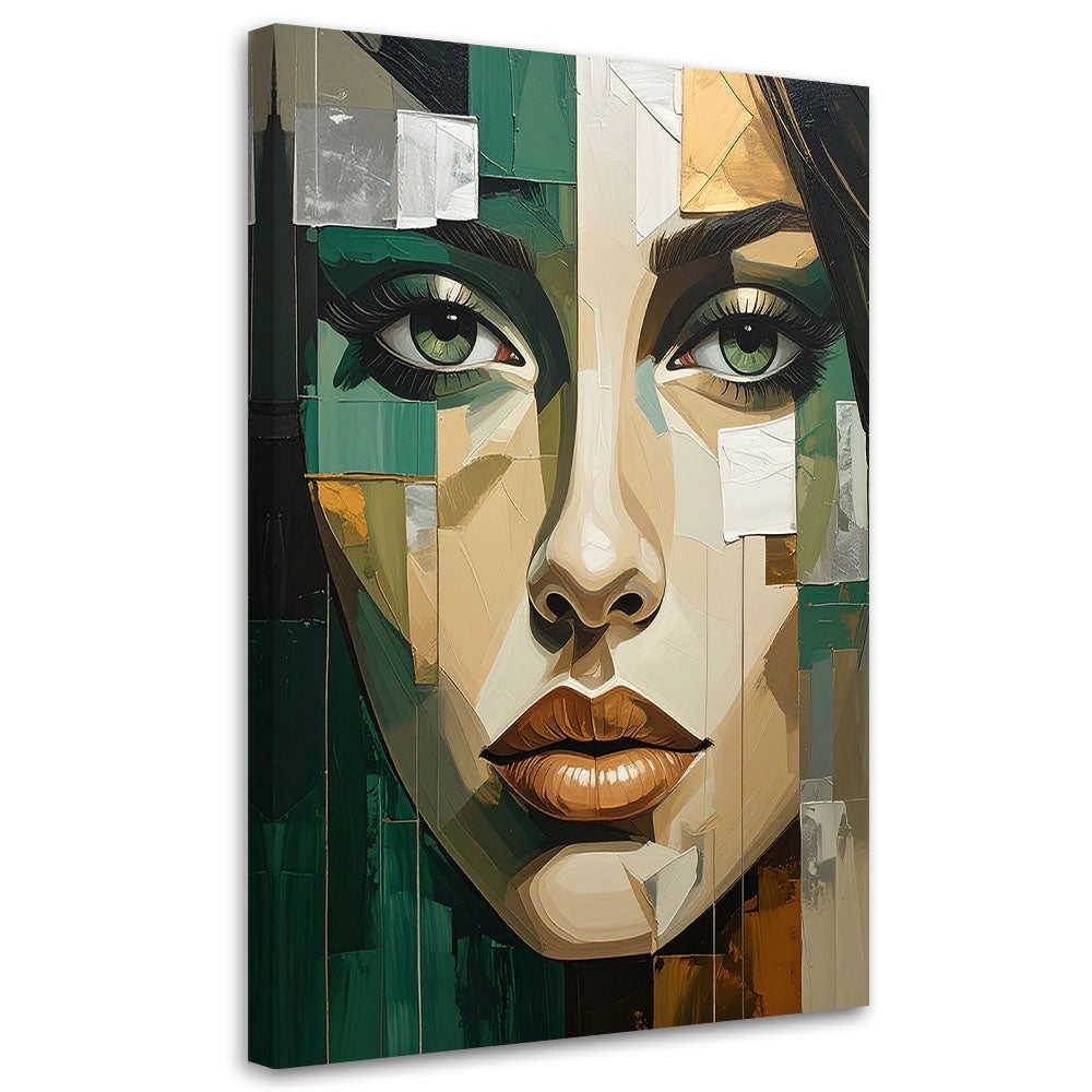 Obraz do salonu sypialni salonu, Kobieta Portret Zielony 40x60