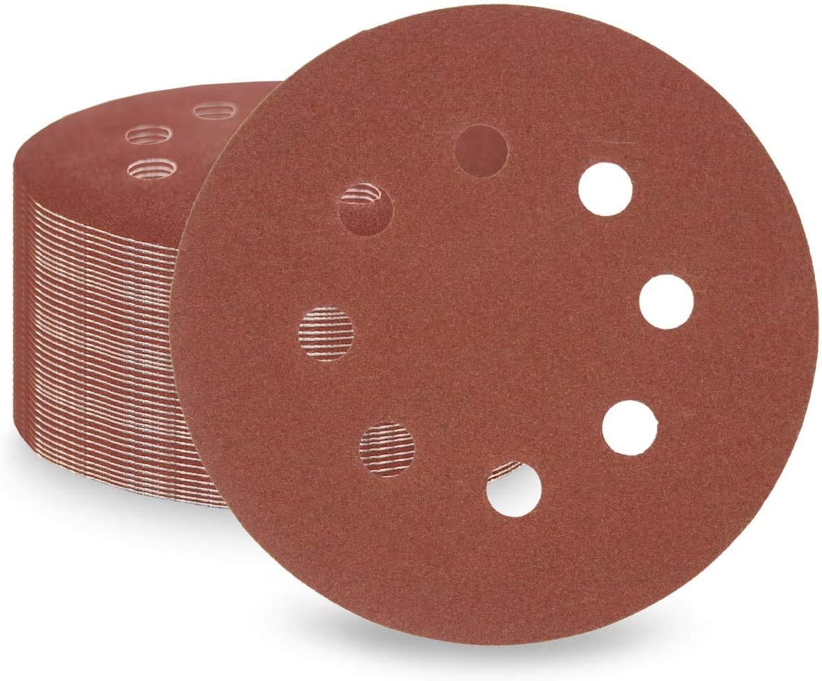 Lot de 100 disques abrasifs 150 mm Velcro 120 grains 15 trous pour Lot de 100 disques abrasifs 150 mm Velcro 120 grains 15 trous pour