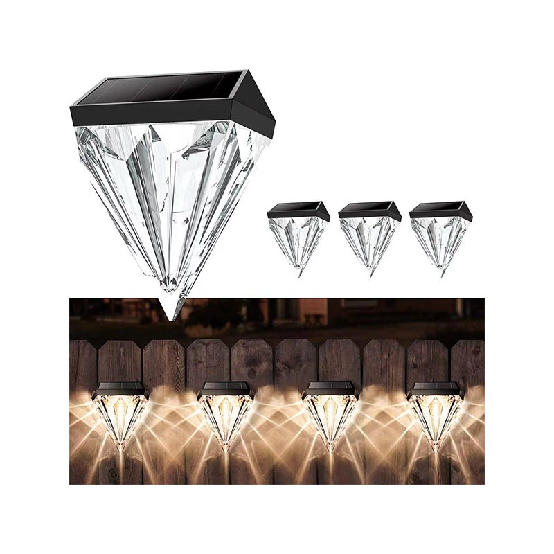 Diamentowe oświetlenie słoneczne ogrodzenia sztuki oświetlenie pokładowe wodoodporne oświetlenie zewnętrzne słoneczny uchwyt ścienny ciepły biały