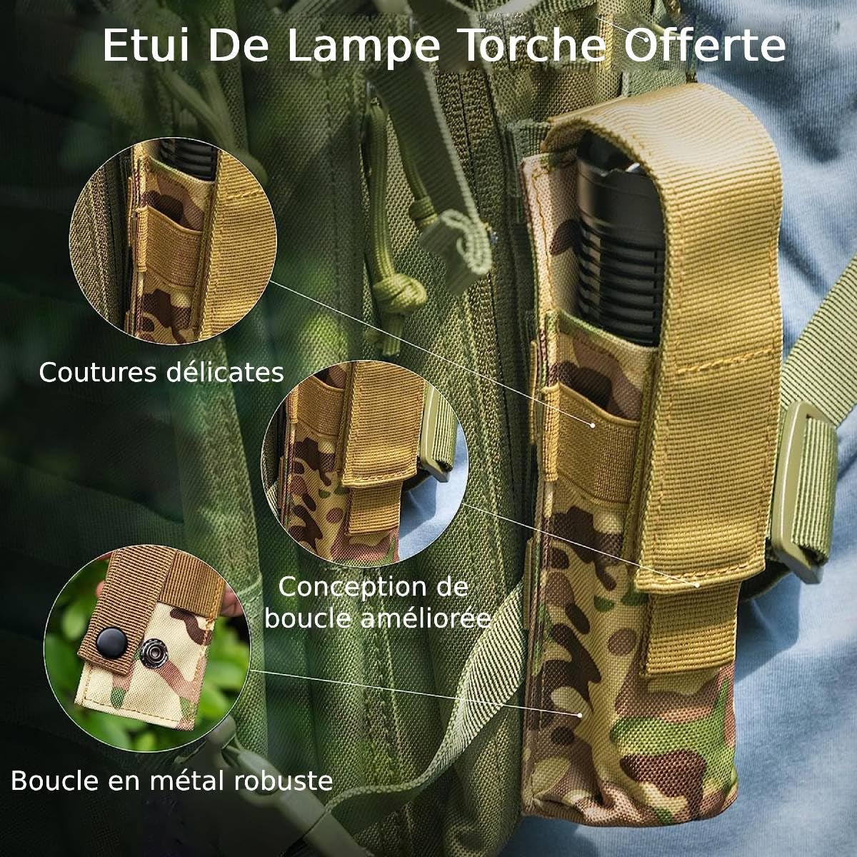 Lampe Torche LED Ultra Puissante - 500000 Lumens Lampe de Poche Rechargeable, Étanche IPX7, 7 Modes D'éclairage pour Camping, Randonnée et Urgences - 7