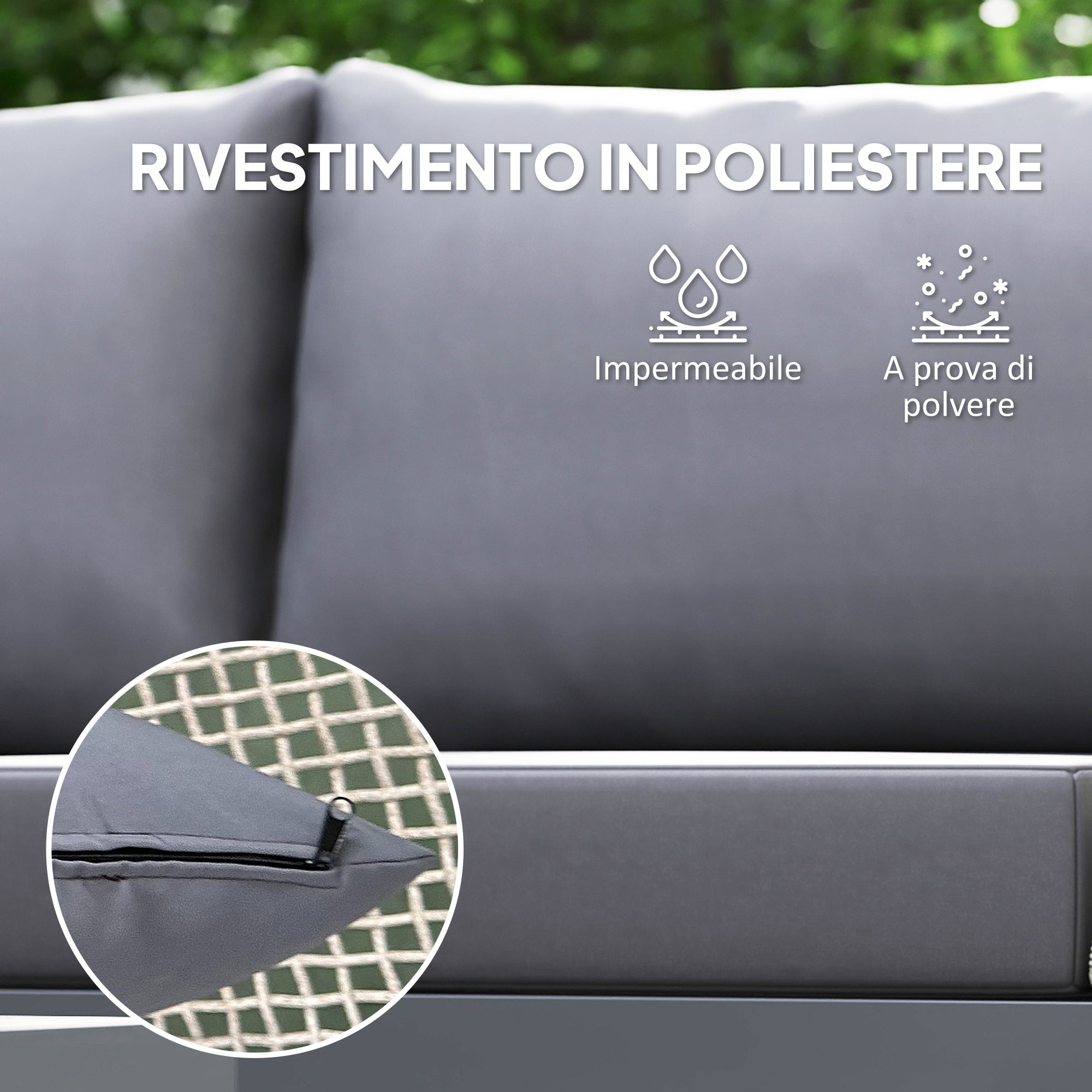 Outsunny Set da Esterno 3 Pezzi con 2 Divanetti 2 Posti e Tavolino Basso, in Rattan e Acciaio Grigio e color Legno - 6