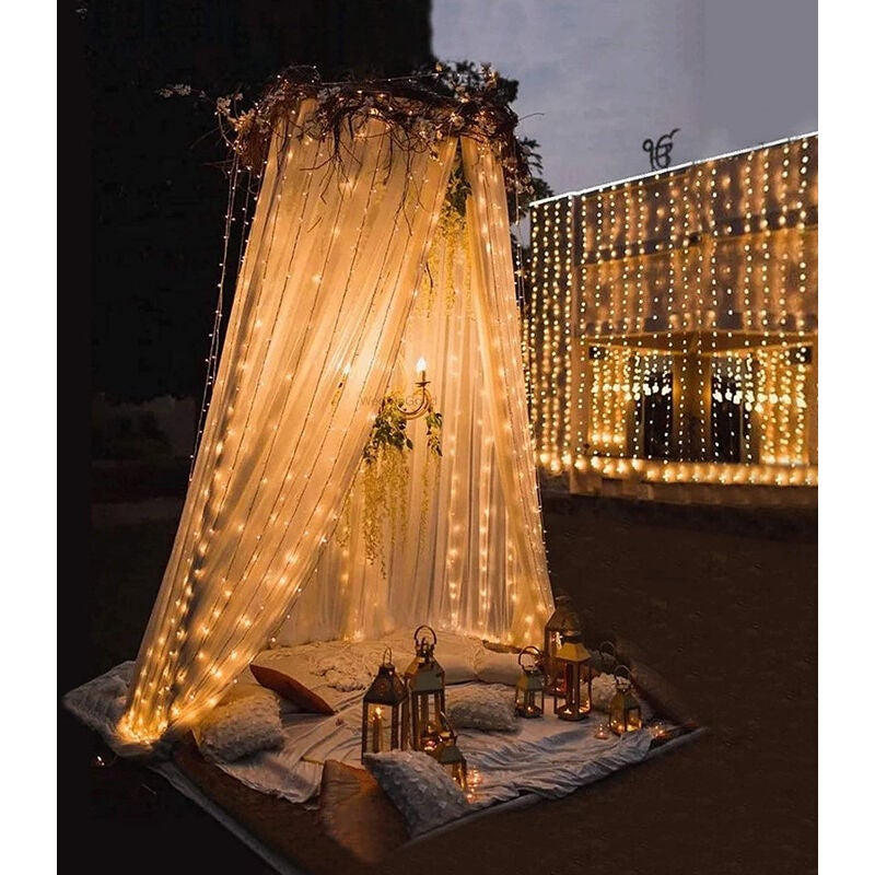 Guirlande lumineuse LED 100m/1000 LED, IP44 étanche, télécommande + minuterie, 8 modes, décoration fête (Noël, anniversaire, mariage), blanc chaud - 3