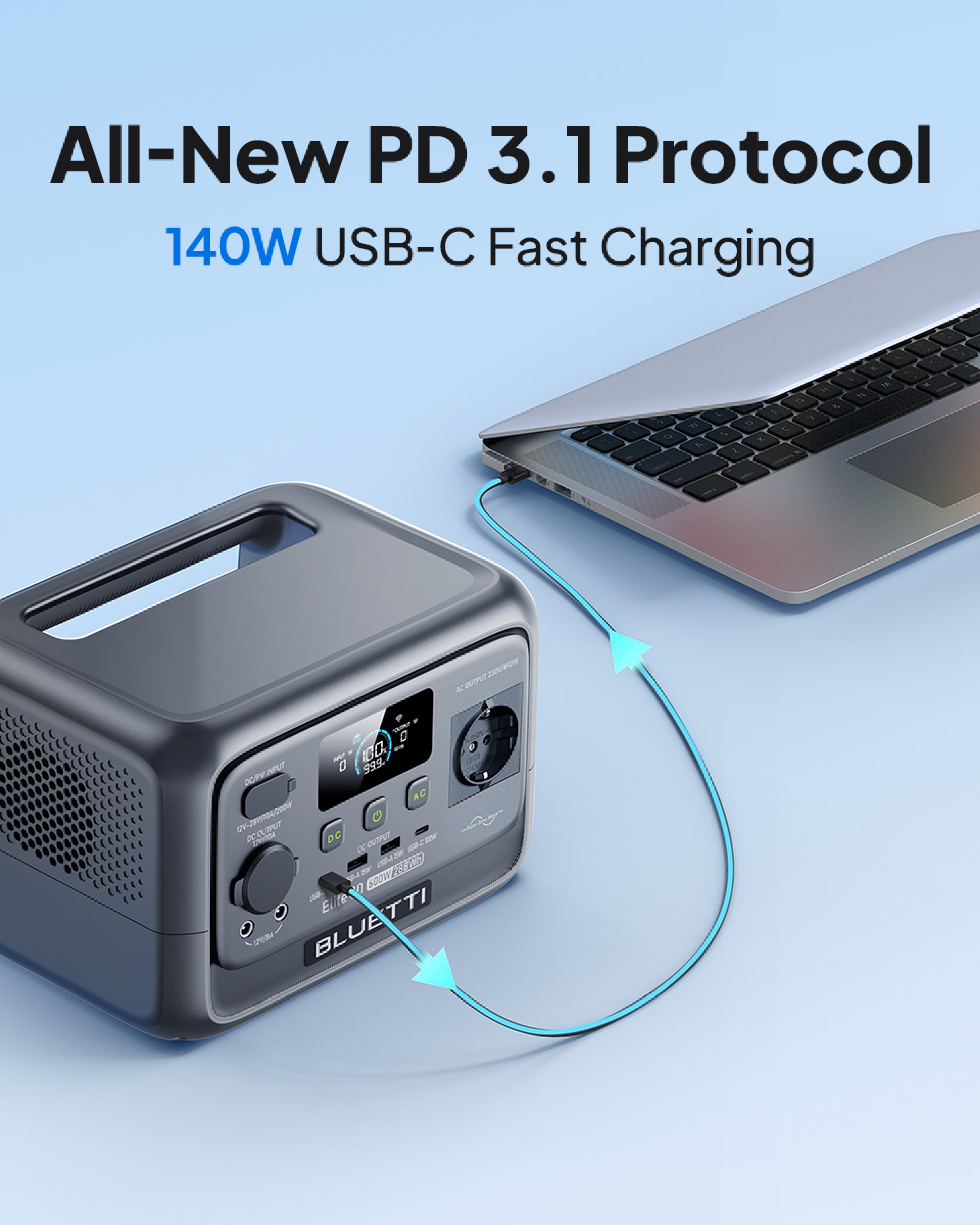 BLUETTI Elite 30 V2 Generador solar, con 200W Panel Solar, 288Wh Estación de Energía Portátil, 1 Tomas de CA 1800W, Ideal para Camping, emergencias - 5