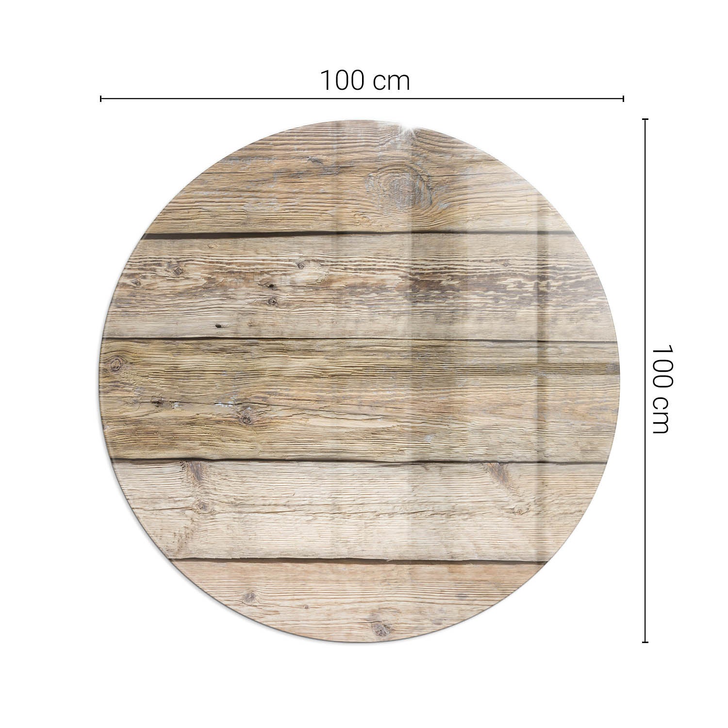 Duża szklana ochronna podkładka pod piec - fi 100 cm - Deska drewniana w układzie - TULUP - 2
