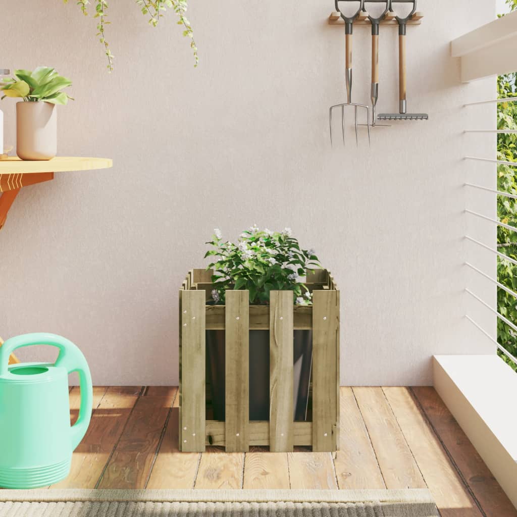 Jardinière | Bac à fleurs | Pot de fleurs avec design de clôture 40x40x40 cm pin imprégné664083 - 2