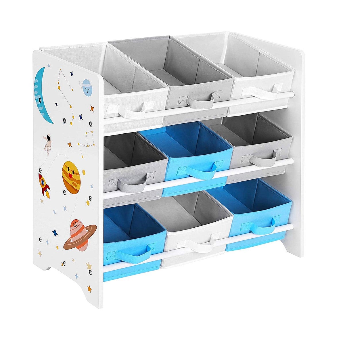 Genérico Organizador Infantil De Juguetes De Madera Y Tela Con 9 Cajas - Multicolor - Imagen 3