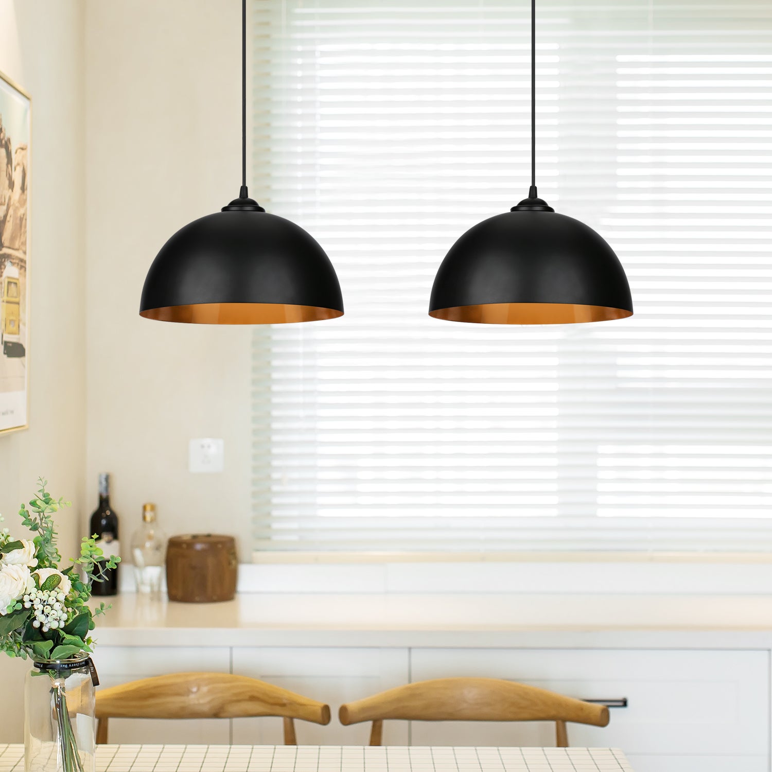 NETTLIFE Gu10 Lampada a Sospensione Nero Oro Diam.170 cm Metallo 4 Lampadine - Lampada da Tavolo Moderna Industriale per Caffetteria Camera da Letto | Leroy Merlin
