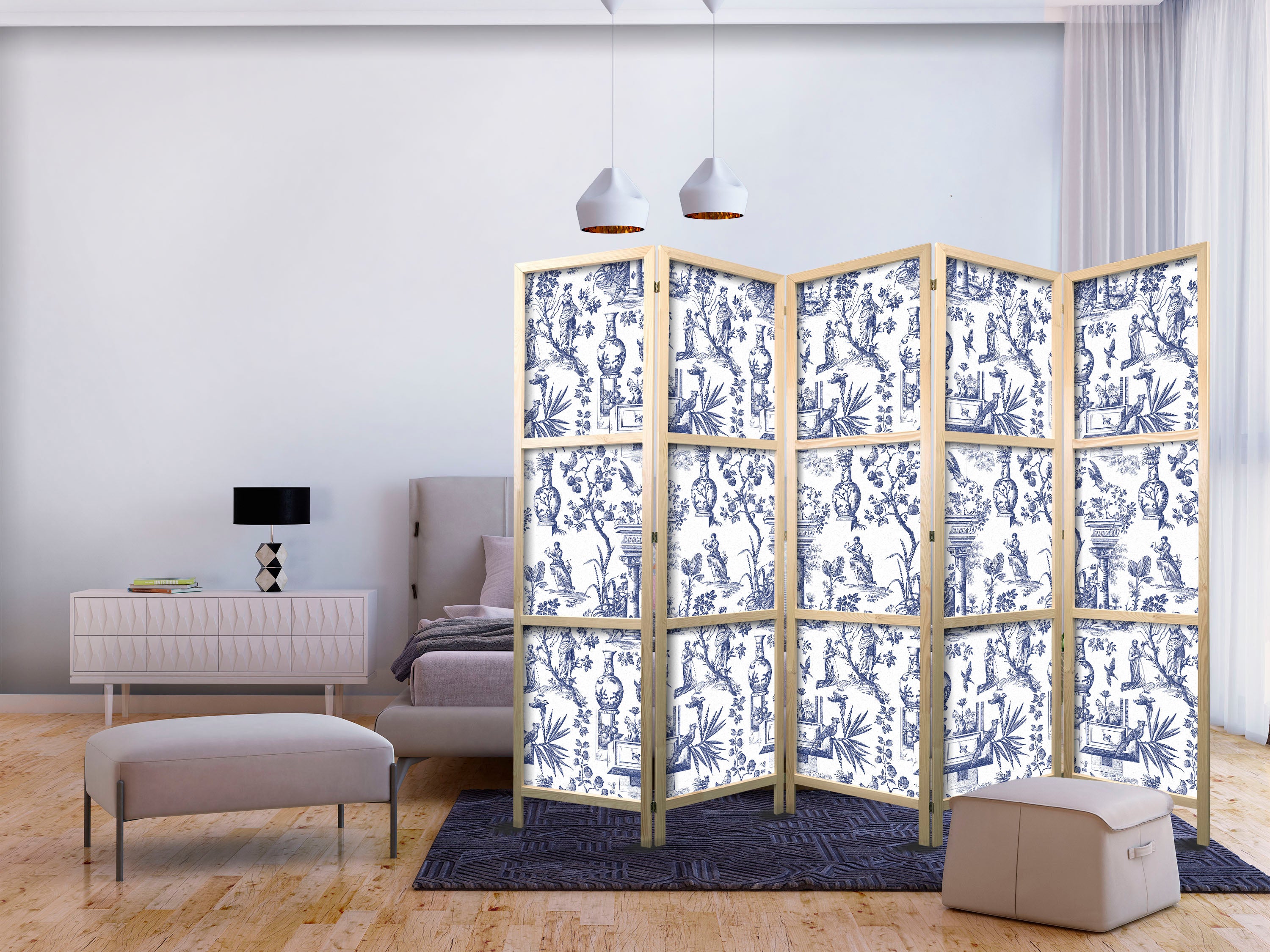 Kamerscherm - Zonnesysteem , 5-delig - 225x172 cm