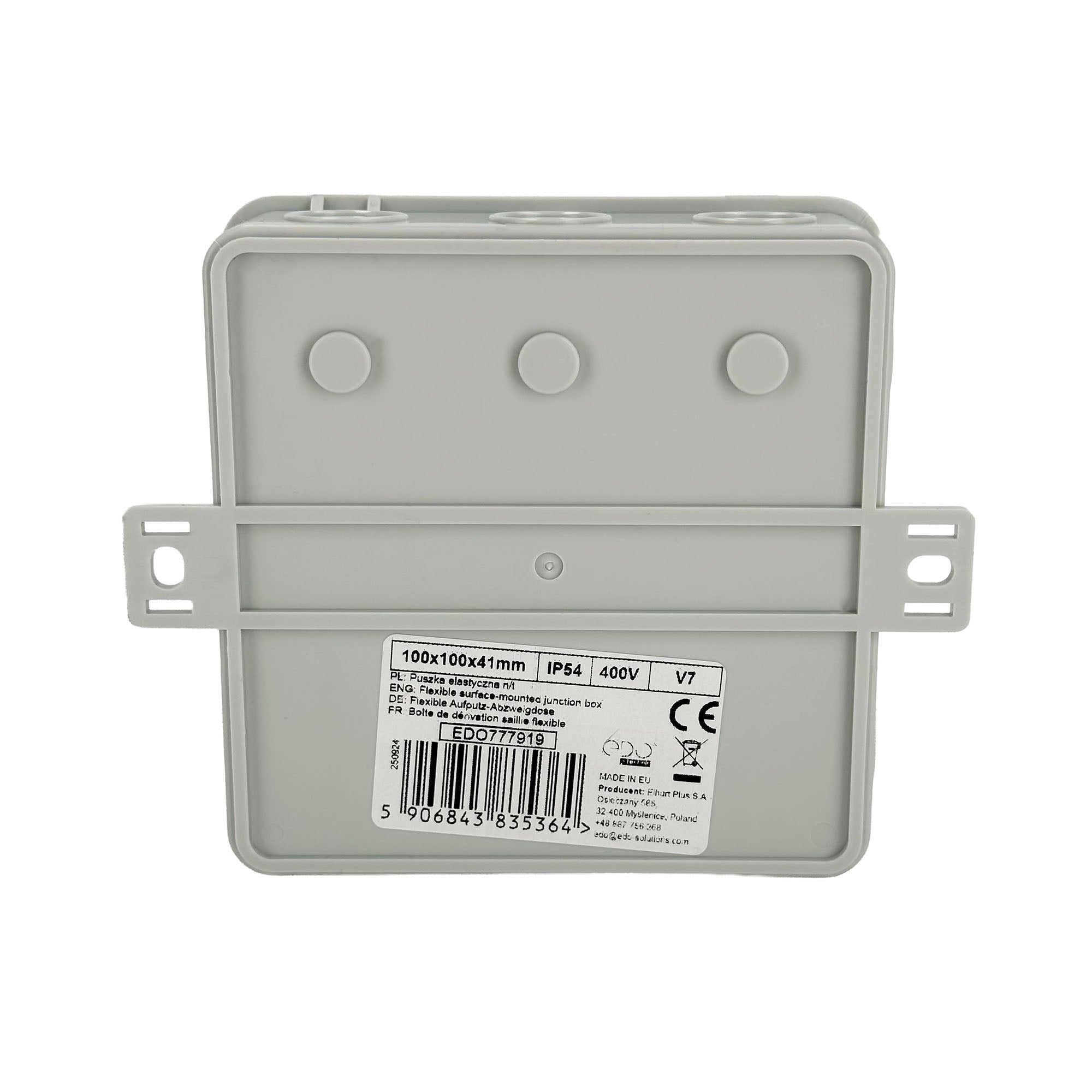 Puszka natynkowa hermetyczna elastyczna 100x100x41mm 12-wlotowa, zamknięcie 