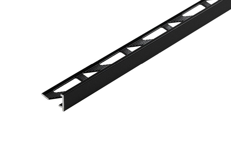Profil do glazury aluminiowy narożny z krawędzią 08mmx18mm Cezar Czarny RAL9005 Mat 2,50m